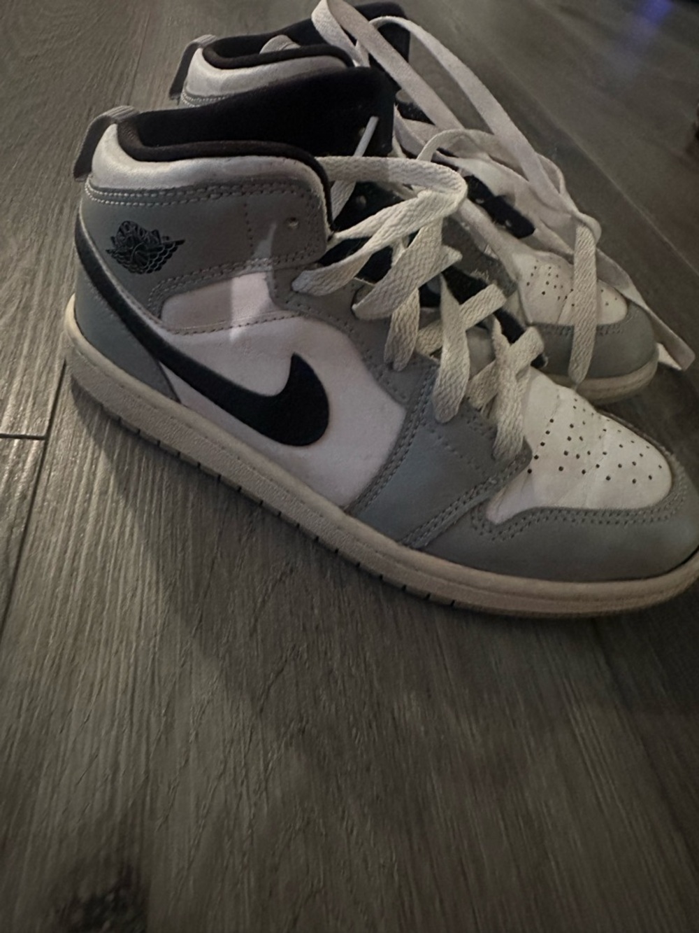 Jordan Kids' Gray, White and Black High-Top Sneakers